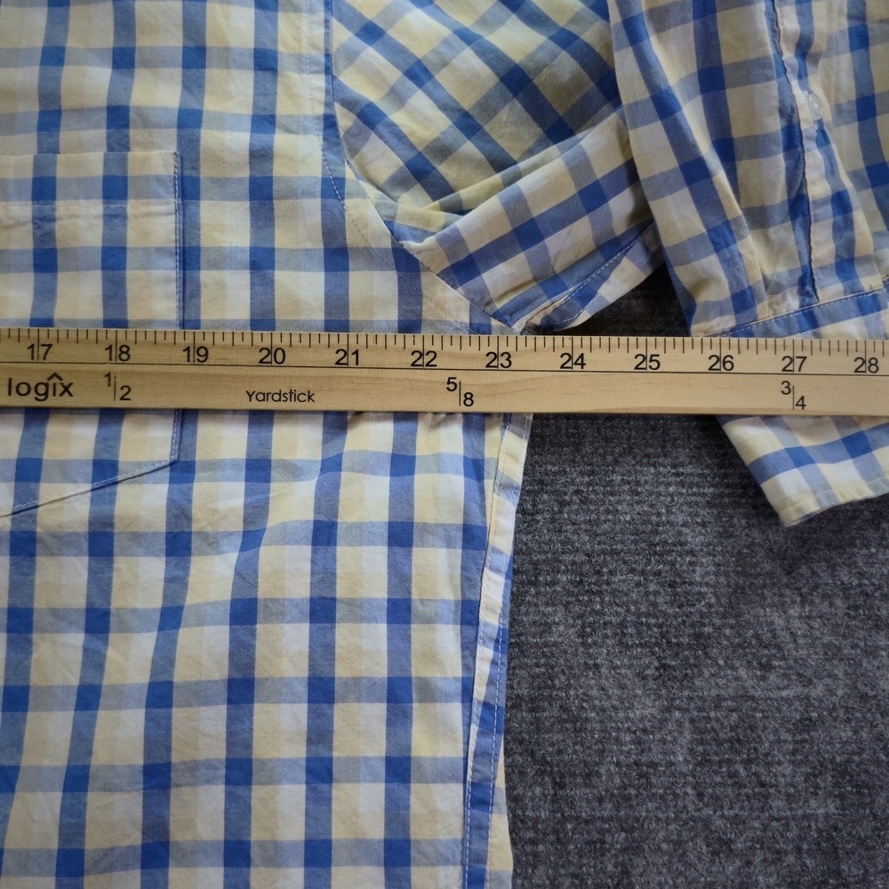 J Crew Flex Washed Shirt XL Slim Untucked Blue Yellow‎ Check Long Sleeve Button - Picture 4 of 8